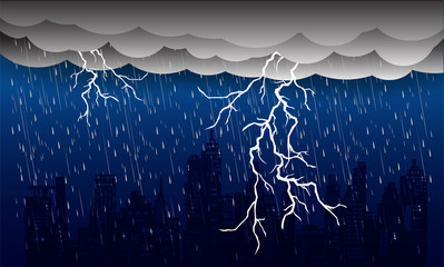 Wall Mural - lightning storm, clouds and rain,vector design