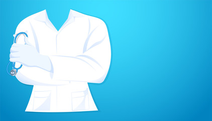 Poster - abstract doctor close up in hospital gown lab coat uniforms with holding stethoscope concept health 