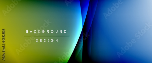 Wave liquid style lines with shadows and light on gradient background. Trendy...