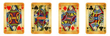 Four Queens Vintage Playing Cards - Isolated On White