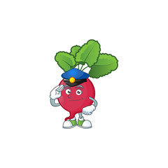 Sticker - Red Radish Cartoon in character a Police officer costume