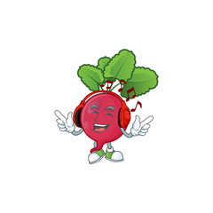 Sticker - Singing and Listening music red radish cartoon character