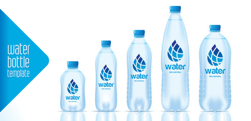 Wall Mural - Vector water bottle template and ready label design