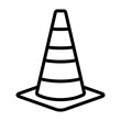 Traffic cone or road pylon line art vector icon for apps and websites