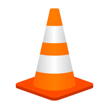 Traffic Cone Or Road Pylon Flat Vector Color Icon For Apps And Websites