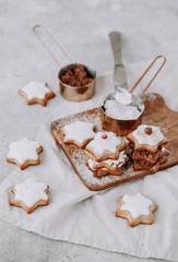 Wall Mural - Christmas gingerbread homemade cookies on  tabletop.