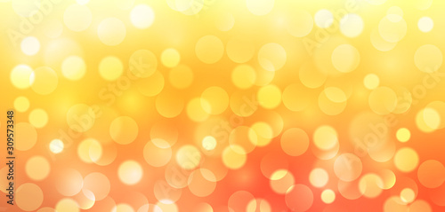 Orange sunny background, vector new year bokeh blurry background