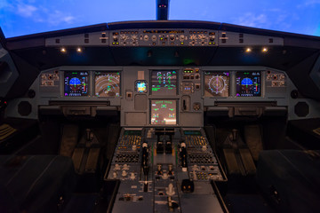 Airplane buttons in the cockpit simulator