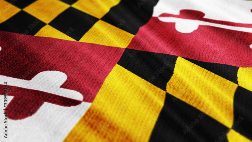 USA State Maryland flag is waving 3D rendering. Stock Illustration ...