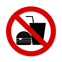 Sticker - No eating vector sign no food or drink allowed vector