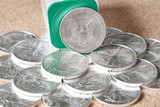 Fototapeta  - silver coins American Eagle