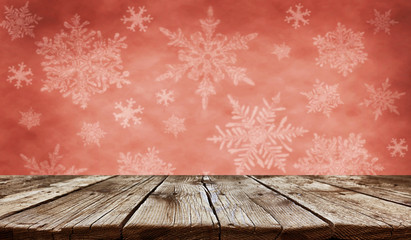 Sticker - Empty old wooden table background - christmas background