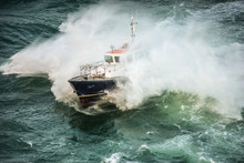Incredible View Of A Pilot Boat In The Storm