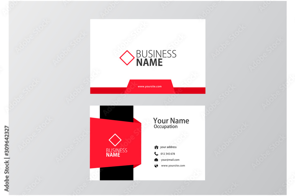 Red modern business card. visiting card template Stock Vector | Adobe Stock