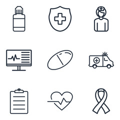 Aufkleber - Medical Assistance Vector Line Icons template color editable. Medicine and Health symbol vector sign isolated on white background illustration for graphic and web design.
