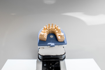 Aufkleber - Scanning jaw model on the 3rd scanner in the laboratory, for the manufacture of dentures or implants, close-up