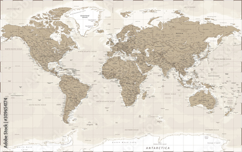 world-map-vintage-retro-old-style-vector-detailed-illustration
