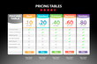 Pricing Table 5 Different Plane Vector Template Dark Concept Design	