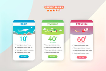 Wall Mural - Pricing Table 3 Different Plane Vector Template Design	