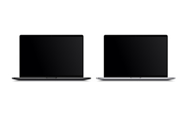 Aufkleber - Blank screen LCD monitor space grey and silver macbook pro style computer mockup. Realistic illustration isolated on white background for website preview; presentation etc. Vector EPS.