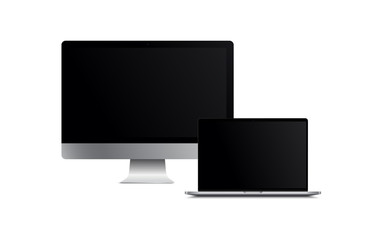 Aufkleber - Blank screen LCD monitor silver imac and macbook pro style computer mockup. Realistic illustration isolated on white background for website preview; presentation etc. Vector EPS.
