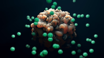 Wall Mural - Viral infection, Virus infects cell