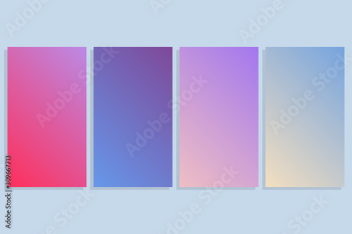 Backgrounds with soft gradients set. Mobile wallpaper. Vector illustration