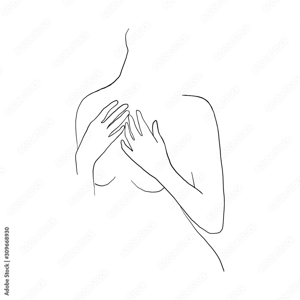 Continuous Line Drawing Of Woman Body With Hand Fashion Concept Continuous line drawing of woman body with hand fashion concept