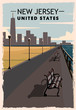 New Jersey retro poster. USA New Jersey travel illustration. United States of America greeting card.