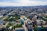 Fototapeta Miasto - Aerial view of Ulaanbaatar, the capital of Mongolia, circa June 2019