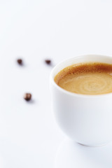 Wall Mural - Cup of coffee on white background.  Copy space.