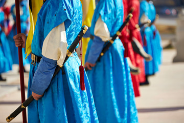 Wall Mural - Guards in Korean traditional costume event 