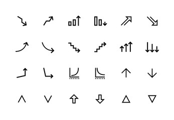 Poster - Increase and decrease line icons. Growth and fall symbols for web page and application UI. Vector up and down editable set business profit and loss