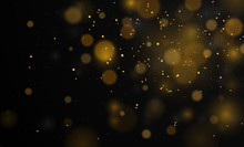 Abstract Background With Bokeh Lights Effect.  Vector Magical Background Black And White, Silver, Gold Glitter For Christmas, For Your Banner, Post