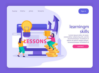 Wall Mural - Learning Skills Flat Landing Page