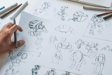 Wall Mural - animator designer development designing drawing sketching development creating graphic pose characte