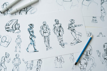 Wall Mural - animator designer development designing drawing sketching development creating graphic pose characte
