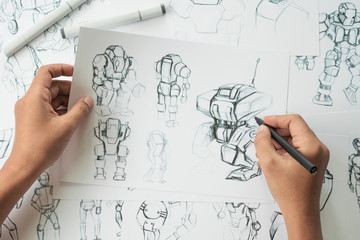 Wall Mural - animator designer development designing drawing sketching development creating graphic pose characte