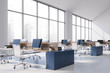 © ImageFlow - White panoramic open space office corner