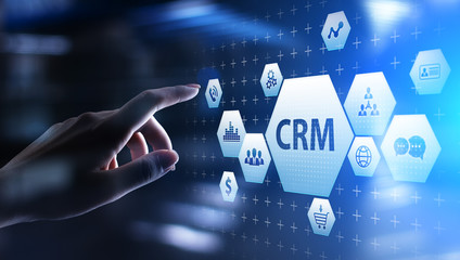 CRM - Customer relationship management automation system software. Business and technology concept.