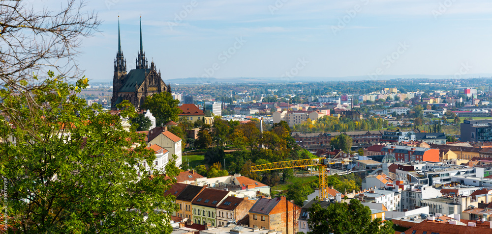 Obraz na płótnie Cityscape of Brno with Cathedral, Czech Republic w salonie