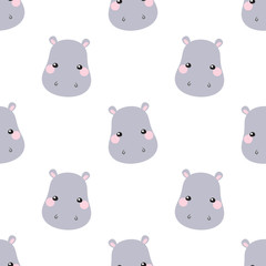 Canvas Print - Cute hippo face pattern