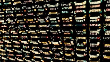 Poster - Digital screen with updating stats, number of sales, percentage, growth and decline, seamless loop. Animation. Abstract financial background, economic report and forecast.