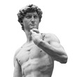 Statue of a famous statue by Michelangelo - David from Florence, isolated on white