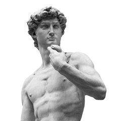 Statue of a famous statue by Michelangelo - David from Florence, isolated on white