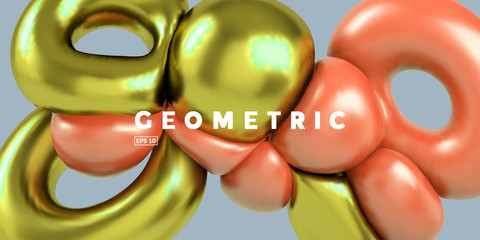 Poster - modern 3d render background. asbtract shapes and materials composition. eps10 vector.