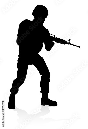 Silhouettes of a military a...