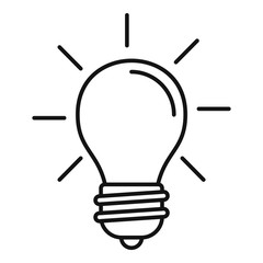Poster - Physics bulb idea icon. Outline physics bulb idea vector icon for web design isolated on white background