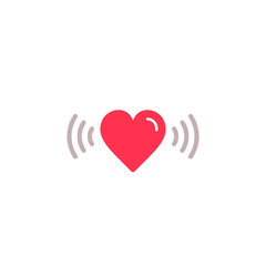 Fototapete - Heart with waves wi fi icon, love waves sign simple illustration
