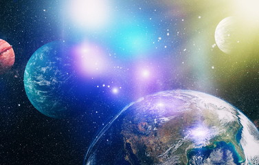 the explosion supernova. bright star nebula. distant galaxy. abstract image. cosmic clouds of mist o